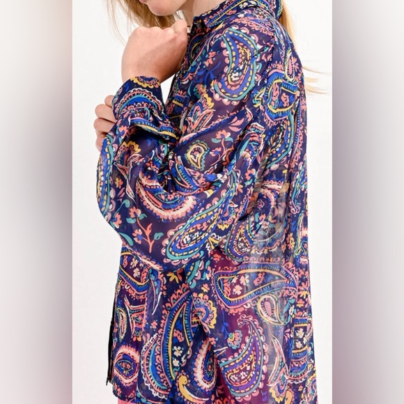 Molly Bracken Loose Paisley Shirt size M - Picture 3 of 13